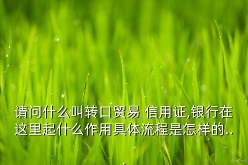 請問什么叫轉(zhuǎn)口貿(mào)易 信用證,銀行在這里起什么作用具體流程是怎樣的...