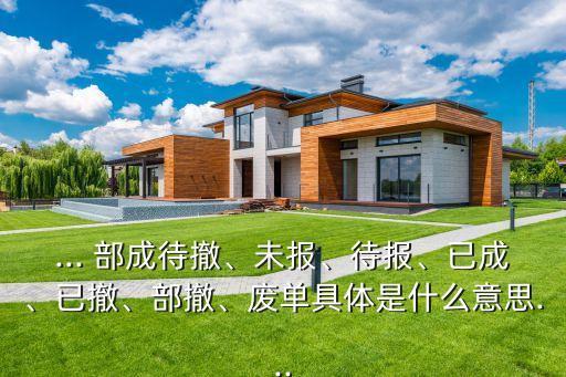 ... 部成待撤、未報(bào)、待報(bào)、已成、已撤、部撤、廢單具體是什么意思...