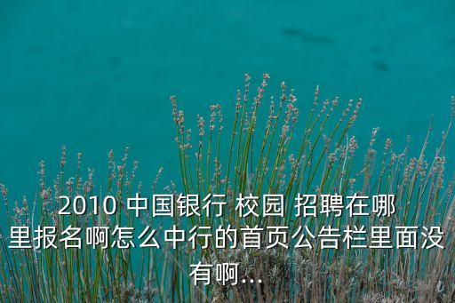 2010 中國(guó)銀行 校園 招聘在哪里報(bào)名啊怎么中行的首頁公告欄里面沒有啊...