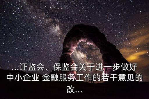 ...證監(jiān)會、保監(jiān)會關(guān)于進一步做好中小企業(yè) 金融服務(wù)工作的若干意見的改...