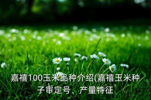 嘉禧100玉米品種介紹(嘉禧玉米種子審定號、產(chǎn)量特征