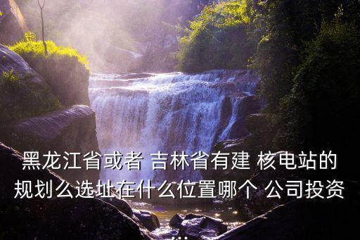 黑龍江省或者 吉林省有建 核電站的規(guī)劃么選址在什么位置哪個(gè) 公司投資...