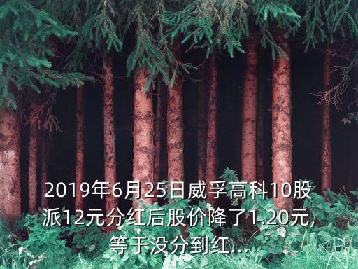 2019年6月25日威孚高科10股派12元分紅后股價降了1.20元,等于沒分到紅...