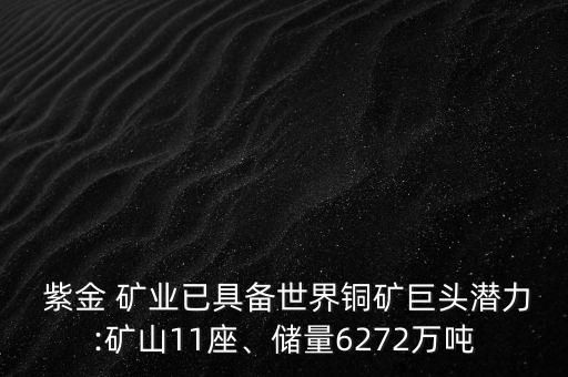  紫金 礦業(yè)已具備世界銅礦巨頭潛力:礦山11座、儲量6272萬噸