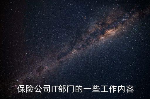  保險公司IT部門的一些工作內容