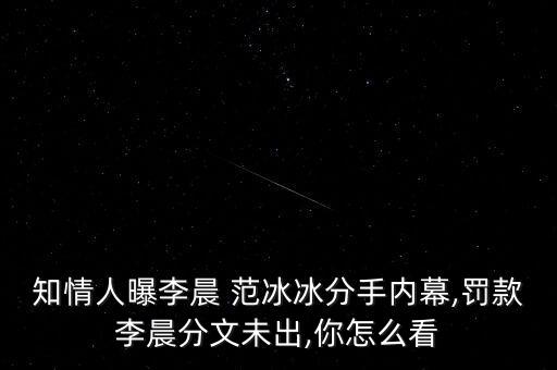知情人曝李晨 范冰冰分手內幕,罰款李晨分文未出,你怎么看