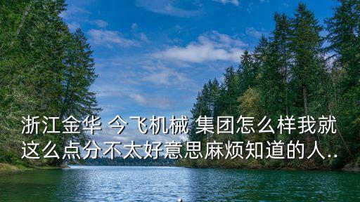 浙江金華 今飛機械 集團(tuán)怎么樣我就這么點分不太好意思麻煩知道的人...