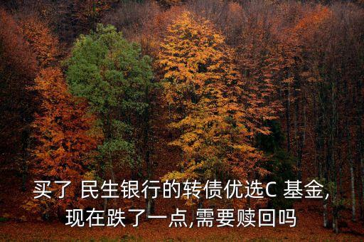 買了 民生銀行的轉(zhuǎn)債優(yōu)選C 基金,現(xiàn)在跌了一點(diǎn),需要贖回嗎