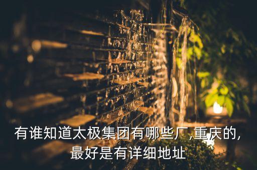有誰知道太極集團有哪些廠,重慶的,最好是有詳細(xì)地址