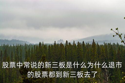 股票中常說(shuō)的新三板是什么為什么退市的股票都到新三板去了