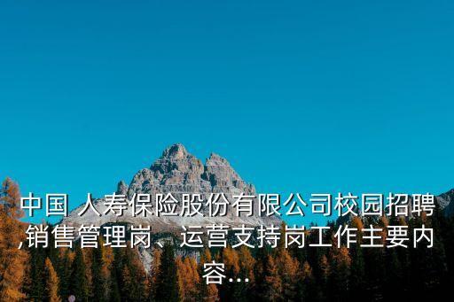 中國(guó) 人壽保險(xiǎn)股份有限公司校園招聘,銷售管理崗、運(yùn)營(yíng)支持崗工作主要內(nèi)容...