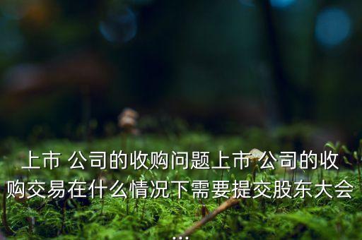 上市 公司的收購問題上市 公司的收購交易在什么情況下需要提交股東大會(huì)...