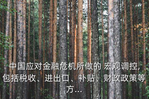 中國(guó)應(yīng)對(duì)金融危機(jī)所做的 宏觀調(diào)控,包括稅收、進(jìn)出口、補(bǔ)貼、財(cái)政政策等方...