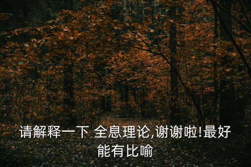 請(qǐng)解釋一下 全息理論,謝謝啦!最好能有比喻