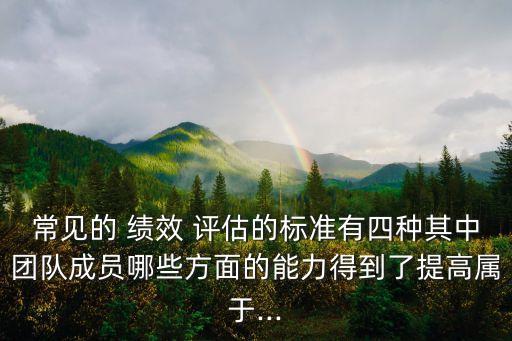 常見的 績(jī)效 評(píng)估的標(biāo)準(zhǔn)有四種其中團(tuán)隊(duì)成員哪些方面的能力得到了提高屬于...