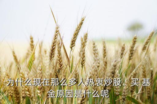 為什么現(xiàn)在那么多人熱衷炒股、買 基金原因是什么呢
