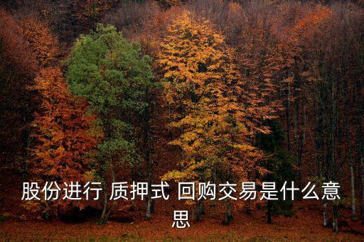 股份進行 質押式 回購交易是什么意思