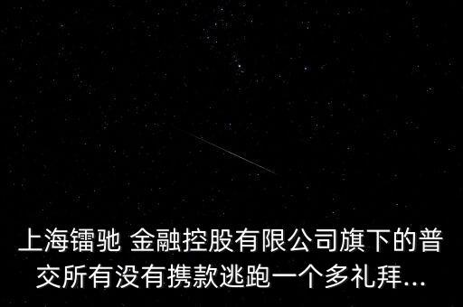 上海鐳馳 金融控股有限公司旗下的普交所有沒(méi)有攜款逃跑一個(gè)多禮拜...