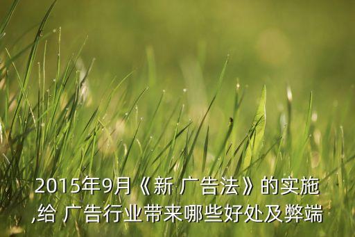 2015年9月《新 廣告法》的實(shí)施,給 廣告行業(yè)帶來(lái)哪些好處及弊端