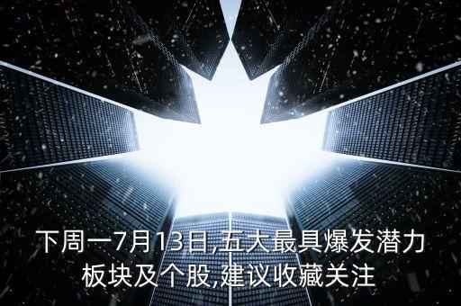 下周一7月13日,五大最具爆發(fā)潛力板塊及個股,建議收藏關(guān)注