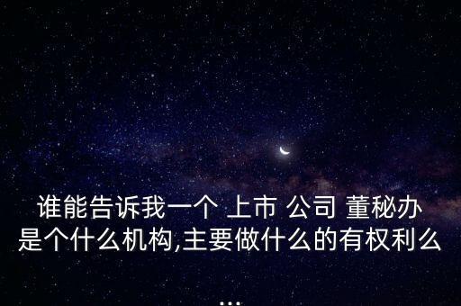 誰能告訴我一個 上市 公司 董秘辦是個什么機構(gòu),主要做什么的有權(quán)利么...