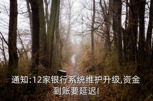 通知:12家銀行系統(tǒng)維護升級,資金到賬要延遲!