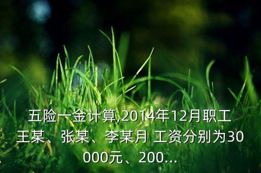 五險(xiǎn)一金計(jì)算,2014年12月職工王某、張某、李某月 工資分別為30000元、200...