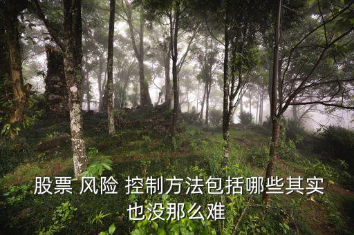  股票 風(fēng)險 控制方法包括哪些其實也沒那么難