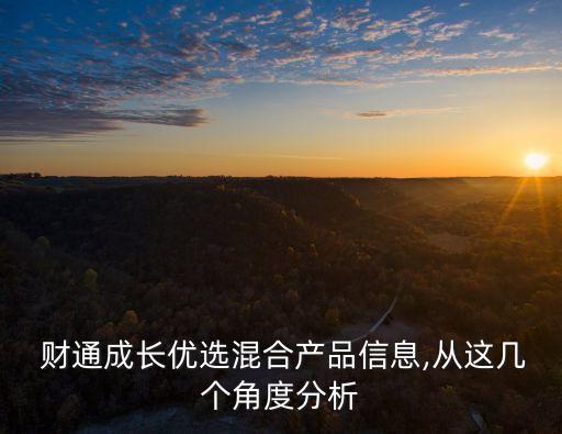  財通成長優(yōu)選混合產(chǎn)品信息,從這幾個角度分析