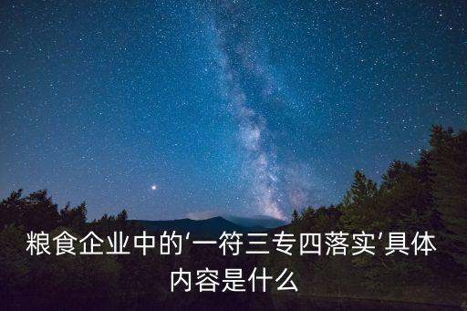 糧食企業(yè)中的‘一符三專四落實’具體內(nèi)容是什么