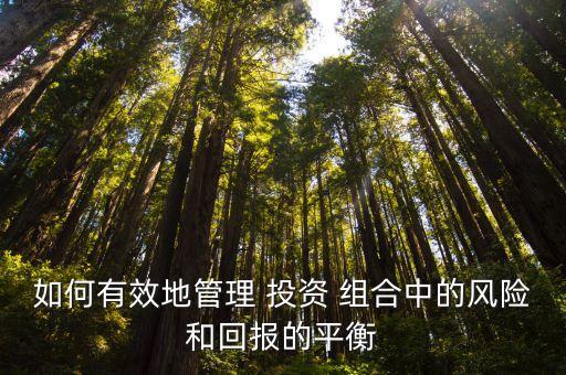 如何有效地管理 投資 組合中的風險和回報的平衡