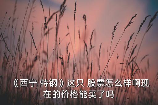 《西寧 特鋼》這只 股票怎么樣啊現(xiàn)在的價(jià)格能買了嗎