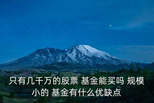 只有幾千萬的股票 基金能買嗎 規(guī)模小的 基金有什么優(yōu)缺點(diǎn)