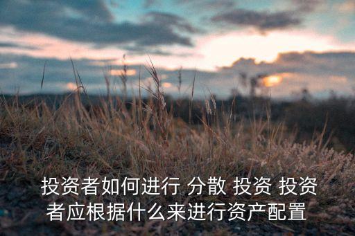  投資者如何進(jìn)行 分散 投資 投資者應(yīng)根據(jù)什么來進(jìn)行資產(chǎn)配置