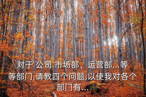 對于 公司 市場部、運營部...等等部門,請教四個問題,以使我對各個部門有...