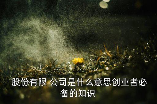  股份有限 公司是什么意思創(chuàng)業(yè)者必備的知識(shí)