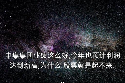 中集集團業(yè)績這么好,今年也預計利潤達到新高,為什么 股票就是起不來...