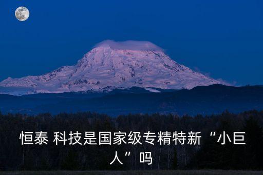  恒泰 科技是國家級專精特新“小巨人”嗎