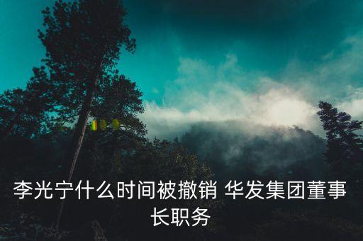 李光寧什么時間被撤銷 華發(fā)集團董事長職務(wù)