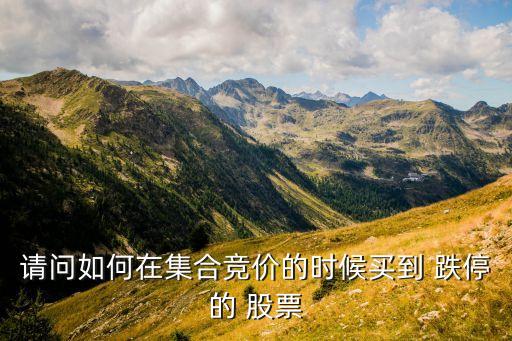 跌停股票如何買入,當日跌停的股票可以買入嗎