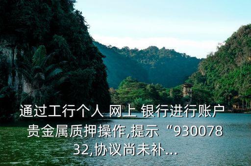 通過工行個人 網(wǎng)上 銀行進(jìn)行賬戶 貴金屬質(zhì)押操作,提示“93007832,協(xié)議尚未補...