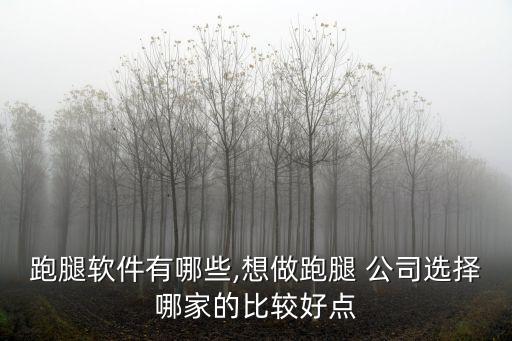 跑腿軟件有哪些,想做跑腿 公司選擇哪家的比較好點