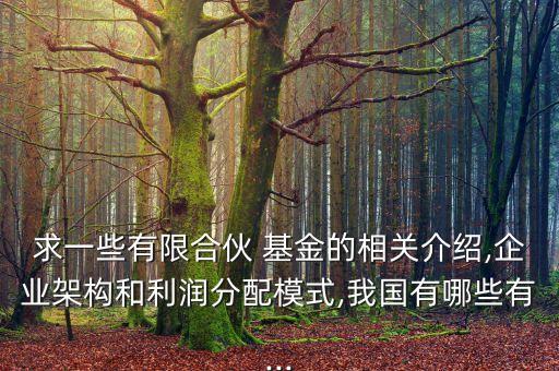 求一些有限合伙 基金的相關(guān)介紹,企業(yè)架構(gòu)和利潤分配模式,我國有哪些有...