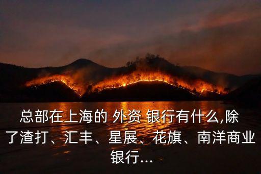 總部在上海的 外資 銀行有什么,除了渣打、匯豐、星展、花旗、南洋商業(yè) 銀行...