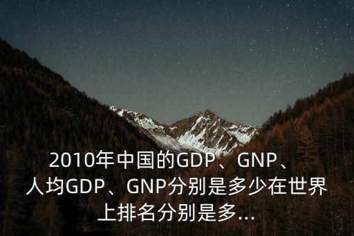 2010年中國(guó)的GDP、GNP、 人均GDP、GNP分別是多少在世界上排名分別是多...