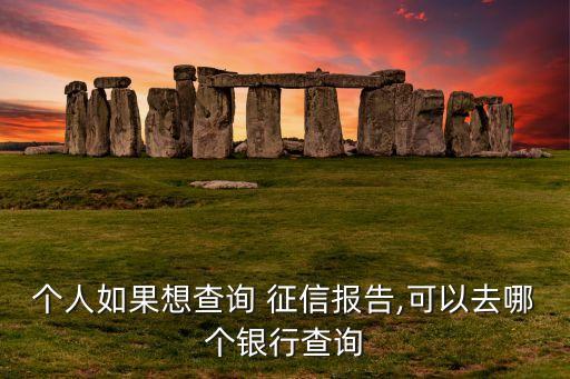 個人如果想查詢 征信報告,可以去哪個銀行查詢