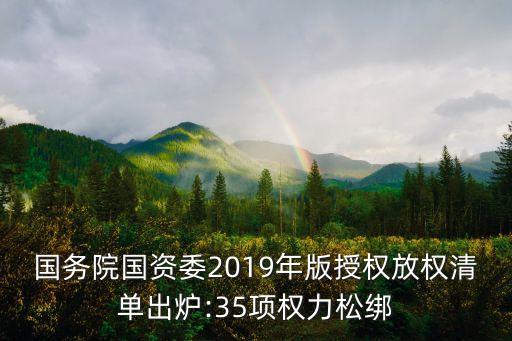 國(guó)務(wù)院國(guó)資委2019年版授權(quán)放權(quán)清單出爐:35項(xiàng)權(quán)力松綁
