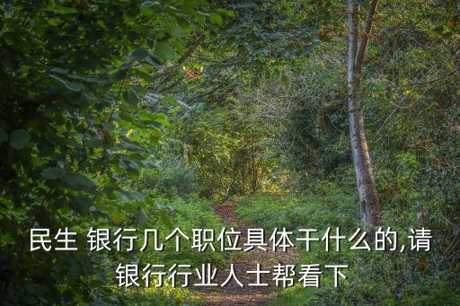 民生 銀行幾個(gè)職位具體干什么的,請(qǐng) 銀行行業(yè)人士幫看下