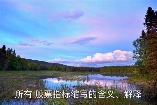 所有 股票指標(biāo)縮寫的含義、解釋