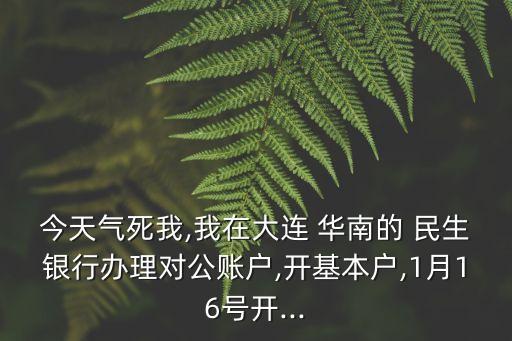 今天氣死我,我在大連 華南的 民生銀行辦理對(duì)公賬戶,開基本戶,1月16號(hào)開...